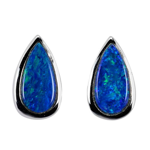  COLORFUL DREAM STERLING SILVER AUSTRALIAN OPAL STUD EARRINGS