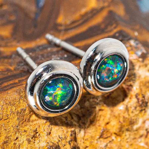 RAIN STERLING SILVER AUSTRALIAN OPAL STUD EARRINGS