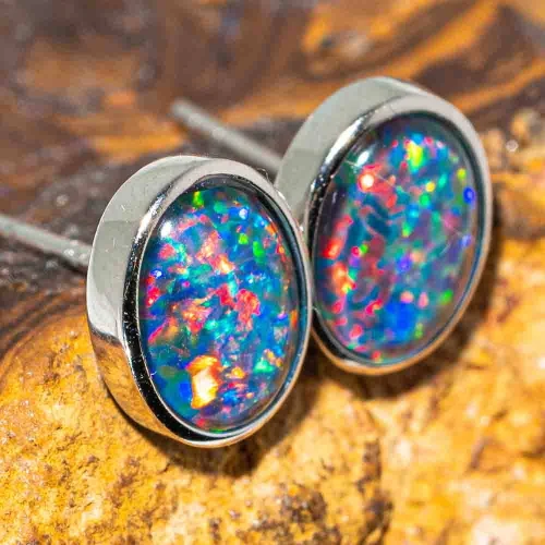 A BREEZY RIDE SILVER  OPAL STUD EARRINGS