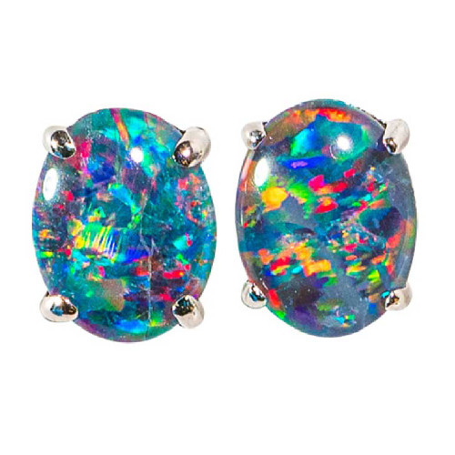 Elaina White Gold Crystal Opal Earrings  Black Star Opal