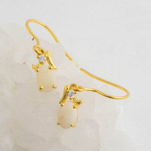 LOVE AND LUST GOLD PLATED AUSTRALIAN WHITE OPAL DROP EARRINGS