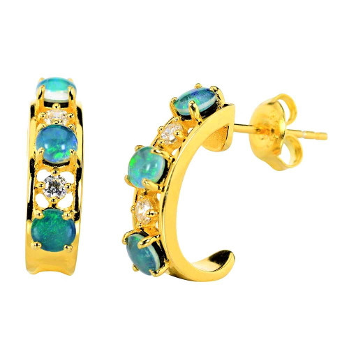 BRIGHT ROMANCE 14kt GOLD PLATED AUSTRALIAN OPAL DROP EARRINGS