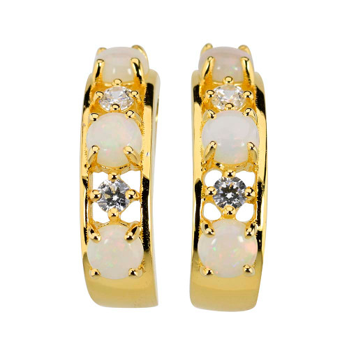 CRYSTAL CASTLE GOLD PLATED AUSTRALIAN WHITE OPAL DROP EARRINGS