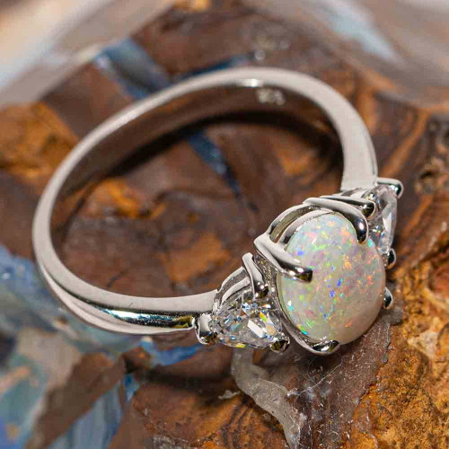 * 1 ASPEN DREAM STERLING SILVER AUSTRALIAN WHITE OPAL RING