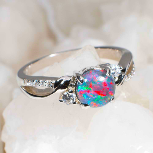 PASTEL SHOCK STERLING SILVER AUSTRALIAN OPAL RING