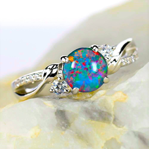* 1 COOL GIRL STERLING SILVER AUSTRALIAN OPAL RING