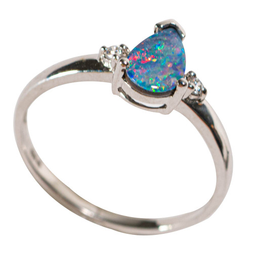 PRETTY DROP STERLING SILVER AUSTRALIAN OPAL RING