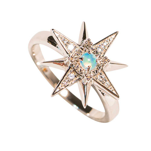 LIFETIME STERLING SILVER AUSTRALIAN WHITE OPAL RING