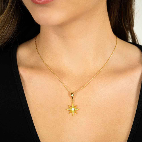 MOTIVE TO SHINE 18KT YELLOW GOLD PLATED AUSTRALIAN WHITE OPAL NECKLACE