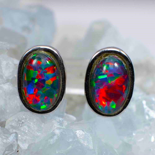 BE SPECIAL STERLING SILVER AUSTRALIAN OPAL STUD EARRINGS