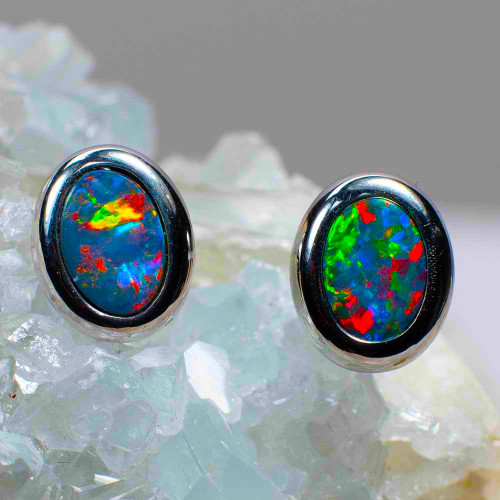 Women and Mens Earring Synthetic Green Fire Opal Earring Black Gold Color  Opal Stud Earrings  Wish