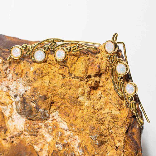 PERIWINKLE 18KT YELLOW GOLD PLATED AUSTRALIAN OPAL EARRINGS
