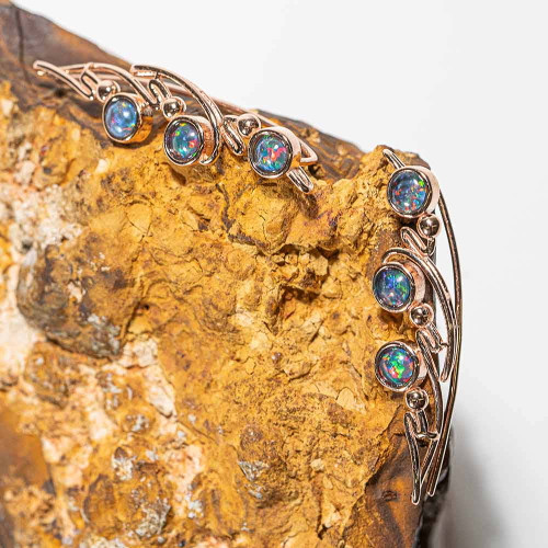 IRIDESSA 18KT ROSE GOLD PLATED AUSTRALIAN OPAL EARRINGS