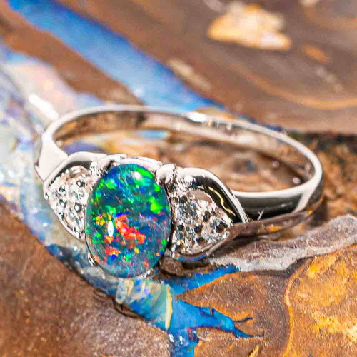CATALINA ISLAND STERLING SILVER AUSTRALIAN OPAL RING