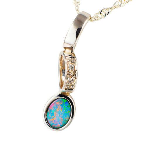 TRIPLE DROP STERLING SILVER AUSTRALIAN OPAL NECKLACE