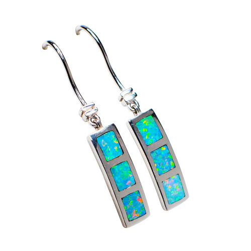 RAINBOW VIEW 14KT WHITE GOLD AUSTRALIAN OPAL DROP EARRINGS