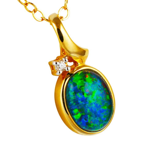 * C'MON BABY 14KT YELLOW GOLD & DIAMOND AUSTRALIAN OPAL NECKLACE