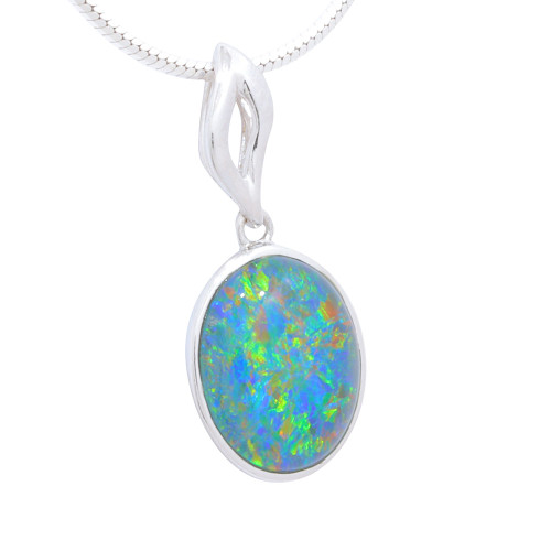 IVY 14KT WHITE GOLD AUSTRALIAN OPAL NECKLACE