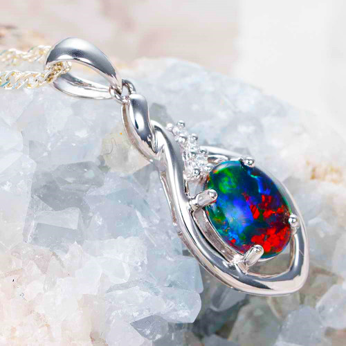  * BE YOURSELF 14KT WHITE GOLD & DIAMOND AUSTRALIAN OPAL NECKLACE