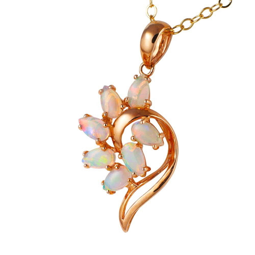 * GEM CRYSTAL 14KT ROSE GOLD AUSTRALIAN WHITE OPAL NECKLACE