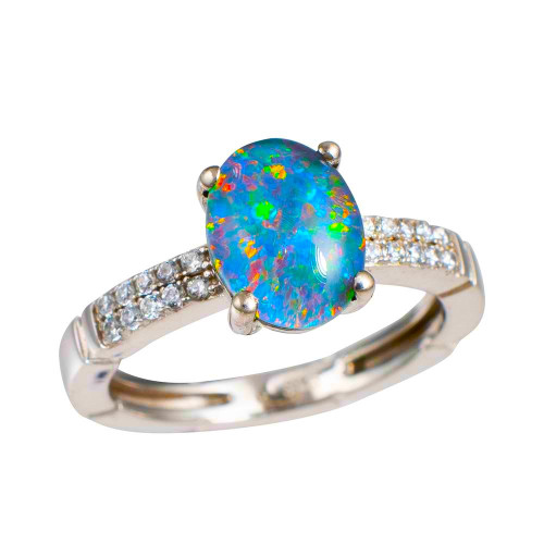 HOTLINE STERLING SILVER AUSTRALIAN OPAL RING