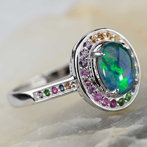 COLORPOP STERLING SILVER AUSTRALIAN OPAL RING