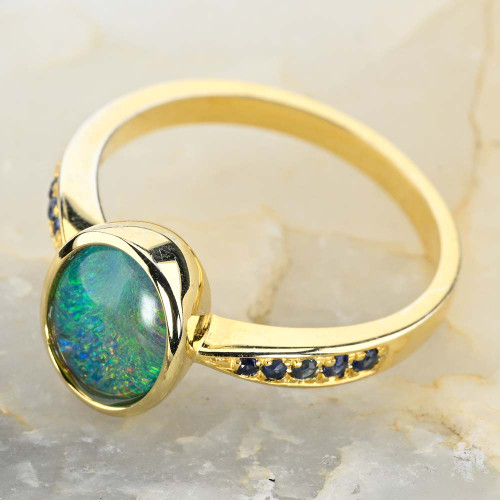 CARAMEL APPLE 18KT GOLD PLATED AUSTRALIAN OPAL RING