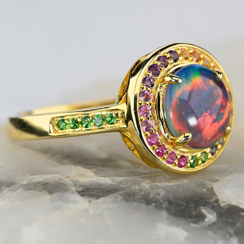 *  BUTTERCUP 18KT GOLD PLATED AUSTRALIAN OPAL RING