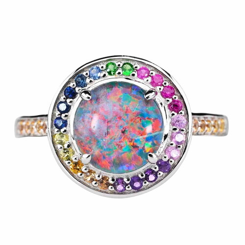 STRAWBERRY DAIQUIRI STERLING SILVER AUSTRALIAN OPAL RING