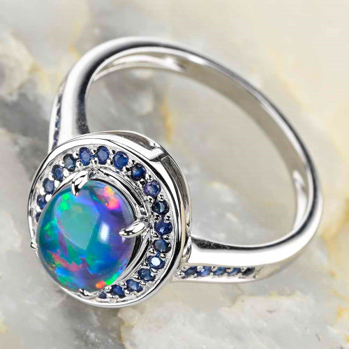 COTTON CANDY CLOUD STERLING SILVER AUSTRALIAN OPAL RING