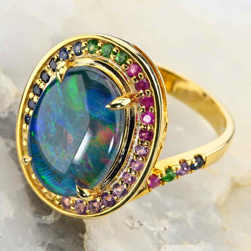 CLOUD PUFF 18KT GOLD PLATED AUSTRALIAN OPAL RING