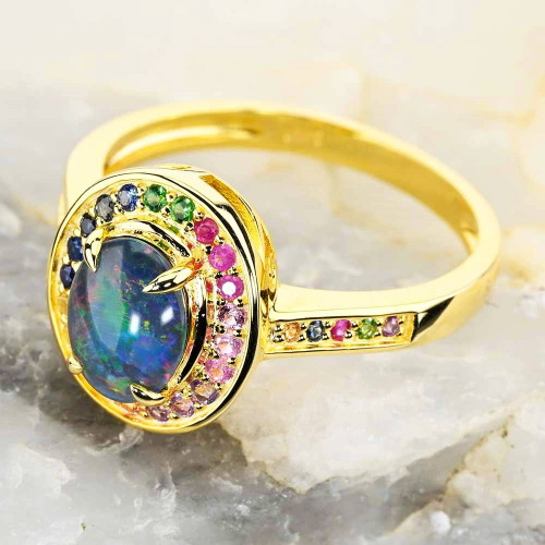 GUM WORLD 18KT GOLD PLATED AUSTRALIAN OPAL RING