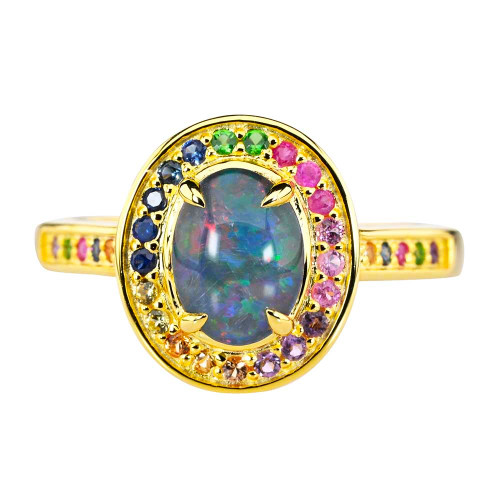 GUM WORLD 18KT GOLD PLATED AUSTRALIAN OPAL RING