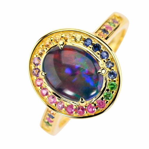 BUBBLES 18KT GOLD PLATED AUSTRALIAN OPAL RING