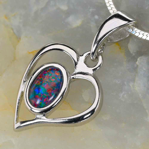 PASSIONATE ROMANCE STERLING SILVER AUSTRALIAN OPAL NECKLACE