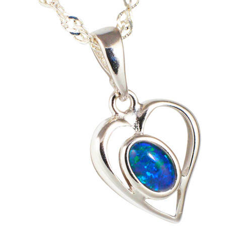 NATURAL LOVE STERLING SILVER AUSTRALIAN OPAL NECKLACE