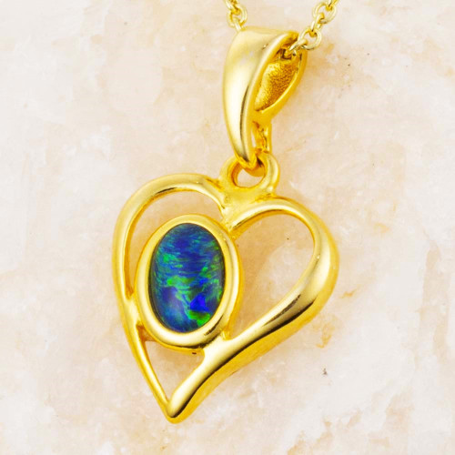 * 1 AMORE 18KT GOLD PLATED AUSTRALIAN OPAL NECKLACE