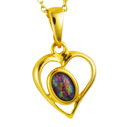 * A LOVE CATCH 18KT GOLD PLATED AUSTRALIAN OPAL NECKLACE