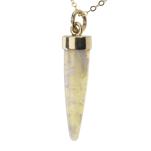 *SEA FULL BLISS 14KT YELLOW GOLD SOLID AUSTRALIAN OPAL BELEMNITE NECKLACE