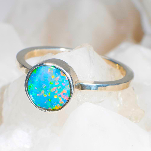 SKY ELEVATED STERLING SILVER AUSTRALIAN OPAL RING