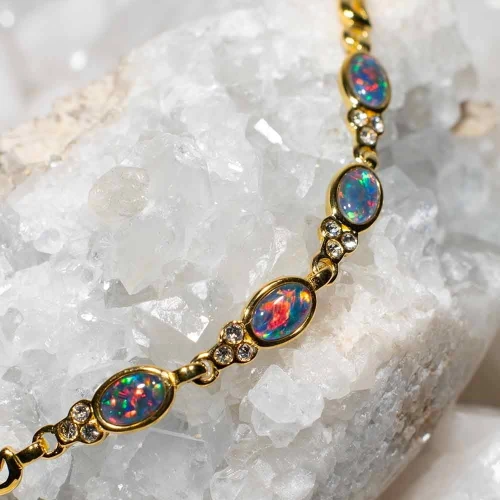 MAGICAL MIXTURE 18KT GOLD PLATED AUSTRALIAN OPAL BRACELET