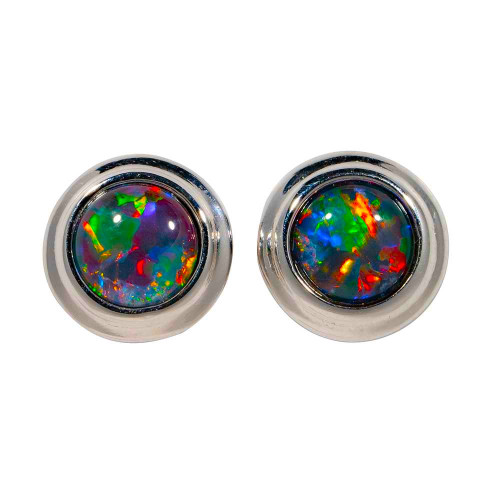 DARK MATTER STERLING SILVER AUSTRALIAN OPAL STUD EARRINGS