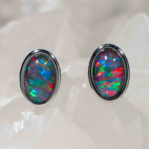 1 IMPERIAL ICE STERLING SILVER AUSTRALIAN OPAL EARRINGS