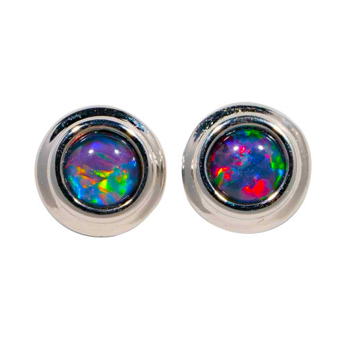 Gold Plated Sterling Silver Fine Opal Trillion Shaped Matt Finish Studs