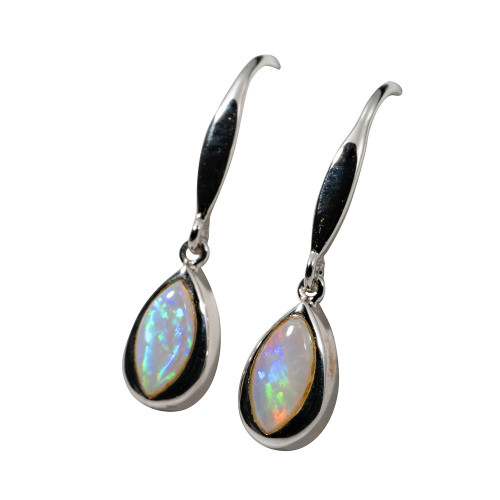 *  AN EARTH'S ENIGMA STERLING SILVER AUSTRALIAN OPAL EARRINGS