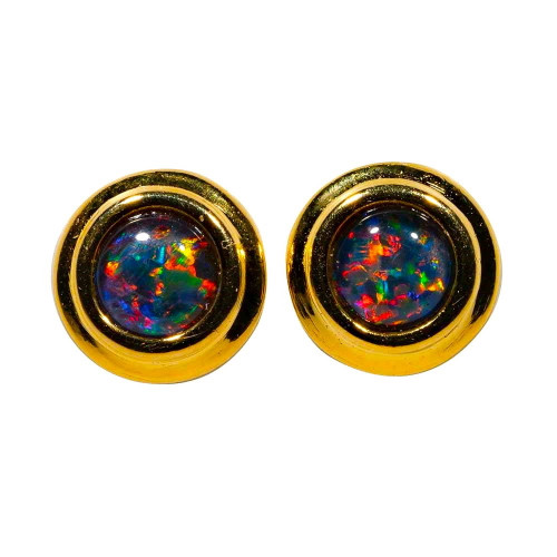 SUPERIOR STONE 18KT GOLD PLATED AUSTRALIAN OPAL EARRINGS