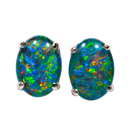 *1  FLICKER STERLING SILVER AUSTRALIAN OPAL EARRINGS