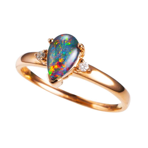 *A MYSTIC EMBRACE 14KT ROSE GOLD & DIAMOND AUSTRALIAN OPAL RING