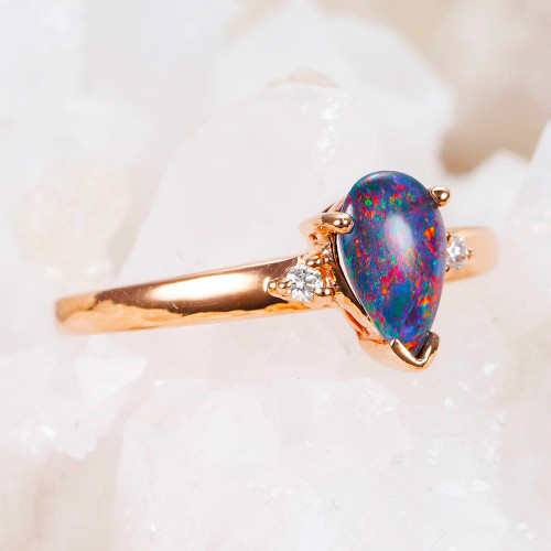 MYSTIC EMBRACE 14KT ROSE GOLD & DIAMOND AUSTRALIAN OPAL RING