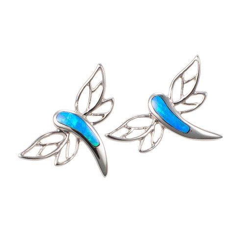 ANGELIC FREEDOM 14KT WHITE GOLD AUSTRALIAN OPAL STUD EARRINGS
